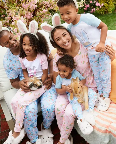 Miniatura 7 de The Children's Place - Pijamas de algodón a juego para la familia, temática de Pascua