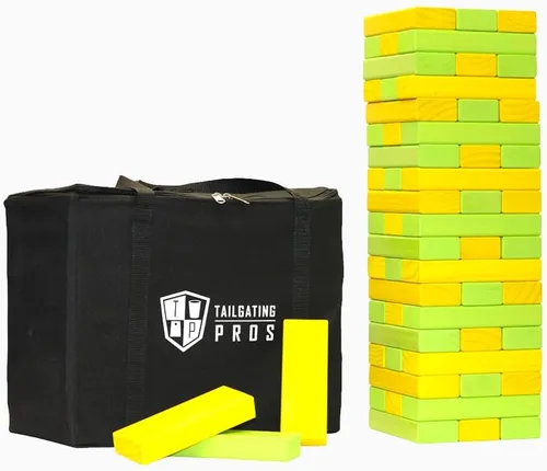 Miniatura 16 de Tailgating Pros Maderas Gigantes Premium que se Derrumban con Estuche de Transporte – ¡Elige los Colores de tu Equipo! Juego Gigante para Patio al