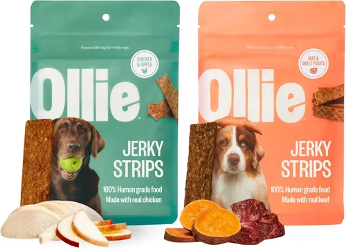 Miniatura 10 de Ollie Golosinas de Cecina de Pollo y Manzana para Perros, Paquete de 3 de 5 oz, Completamente Natural, Bocadillos Saludables, Hechos con Carne Real