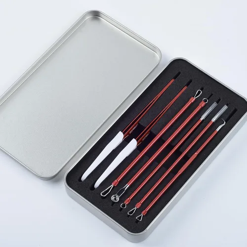 Miniatura 7 de Shevelestar - Extractor de comedones para eliminar puntos negros, kit de pinzas curvas, kit de herramientas profesionales de eliminación de acné