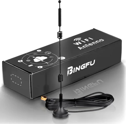 Miniatura 5 de Bingfu Antena WiFi de banda dual 2.4GHz 5GHz 5.8GHz 9dBi con base magnética RP-SMA macho para enrutador WiFi, tarjeta de red inalámbrica, adaptador
