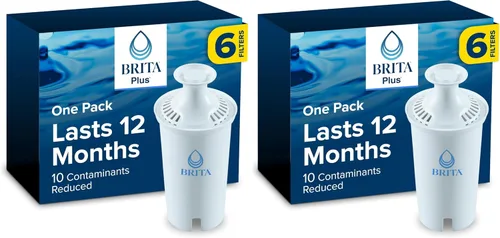 Miniatura 16 de Brita Filtro de agua Plus, sin BPA, filtro de repuesto de alta densidad para jarras y dispensadores, reduce 2 contaminantes*, dura dos meses o 40