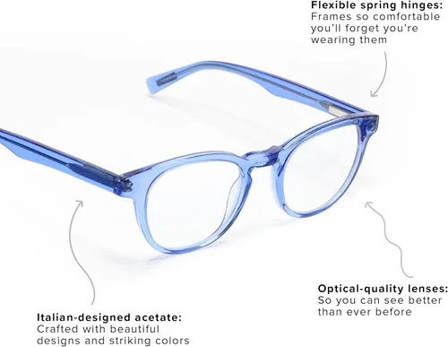 Miniatura 3 de eyebobs - Claramente Gafas de lectura prémium para hombres y mujeres Marco redondo Azul (Blue Crystal)