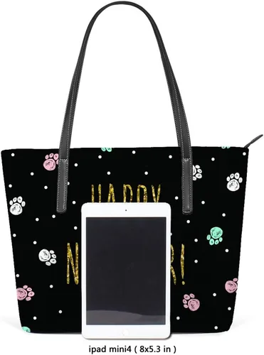 Miniatura 3 de Bolso de compras grande para el trabajo bolsos de mano de cuero sintético para mujer bolso casual de moda feliz año nuevo