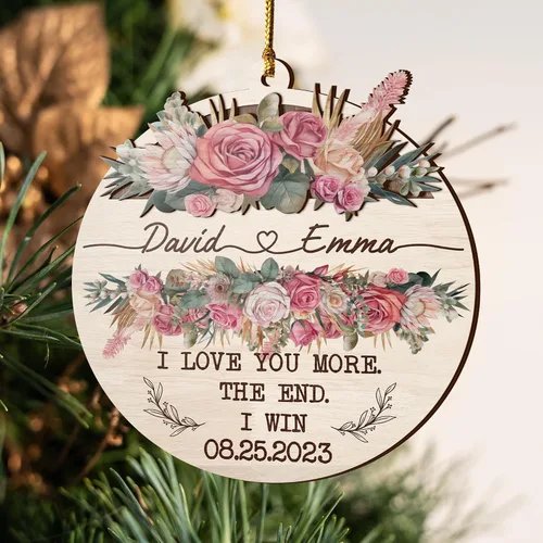 Miniatura 6 de V VIBEPY Impreso en toda la superficie, adornos personalizados para parejas, adornos de Navidad, adornos de boda, 3.5 pulgadas, adornos de 3 capas