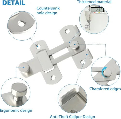 Miniatura 4 de Alise Pestillos de puerta abatible de 4 pulgadas, cerradura de puerta de seguridad para valla de madera de granero, puertas francesas correderas