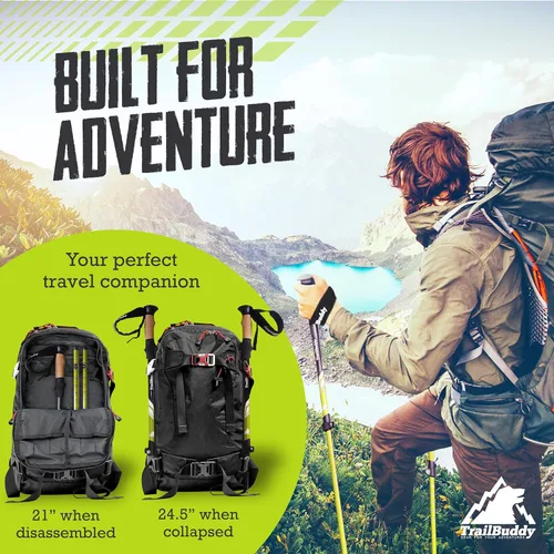 Miniatura 2 de TrailBuddy Bastones de senderismo plegables para niños, paquete de 2 bastones de senderismo para senderismo, camping y mochilero, bastones de Azul