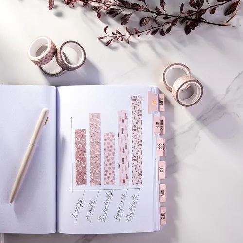 Miniatura 2 de DIVERSEBEE Juego de Cinta Washi Pastel, 5 Rollos de Cinta Decorativa para Álbum de Recortes, Cinta de Manualidades Linda, Suministros para Álbumes