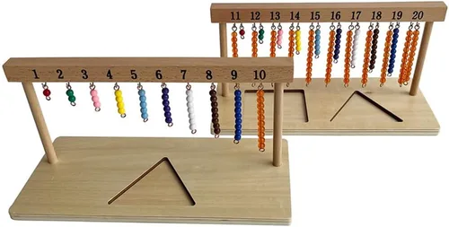 Kghios Juguetes de matemáticas Montessori Materiales para niños pequeños de 1 a 20 años, percha de cuentas de color con cuentas, matemáticas