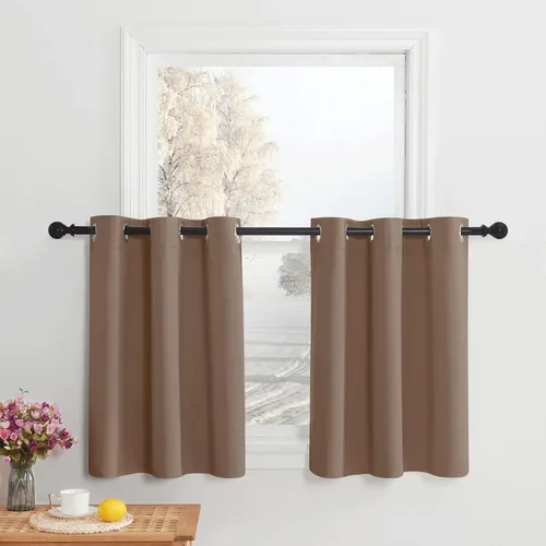 Miniatura 49 de NICETOWN Cortinas opacas de cocina para ventana sobre el fregadero, aislamiento térmico, decoración del hogar, pequeños niveles opacos con ojales