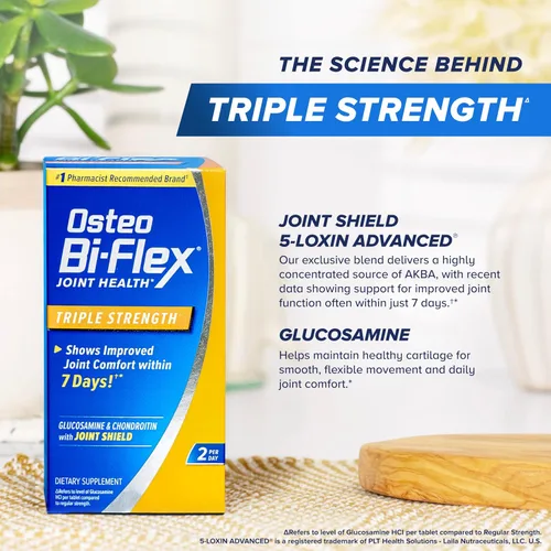 Miniatura 6 de Osteo Bi-Flex Triple Fuerza(5), Glucosamina Condroitina con Vitamina C - Suplemento para la Salud de las Articulaciones, Tabletas Recubiertas, 40