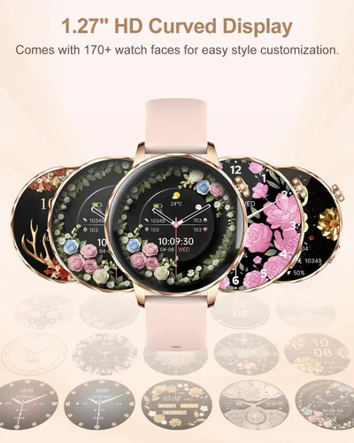Miniatura 7 de Reloj inteligente para mujer, pantalla táctil HD de 1.27 pulgadas, llamadas Bluetooth, seguimiento de frecuencia cardíaca y sueño, más de 100 modos