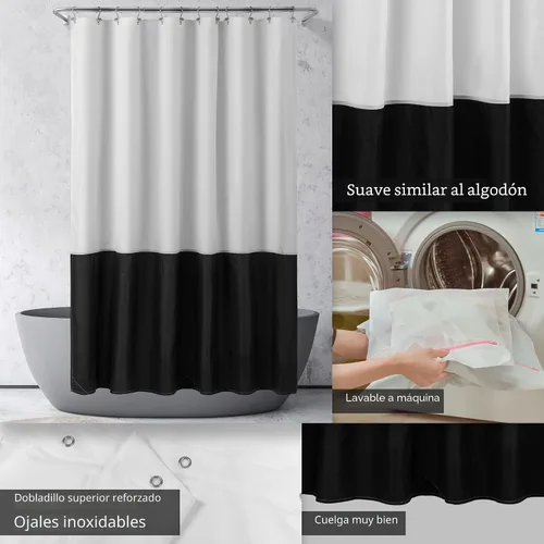 Miniatura 3 de Forro de Cortina de Ducha de Tela Impermeable - Cortina de Ducha de Tela Suave y Liviana con 3 Imanes Inferiores, Calidad de Hotel y Lavable a
