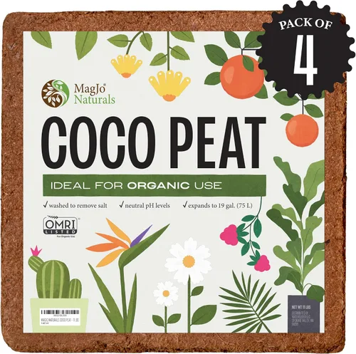 Miniatura 10 de MagJo Naturals - Turba comprimida de fibra de coco, bloque de tamaño mediano de 11 libras.