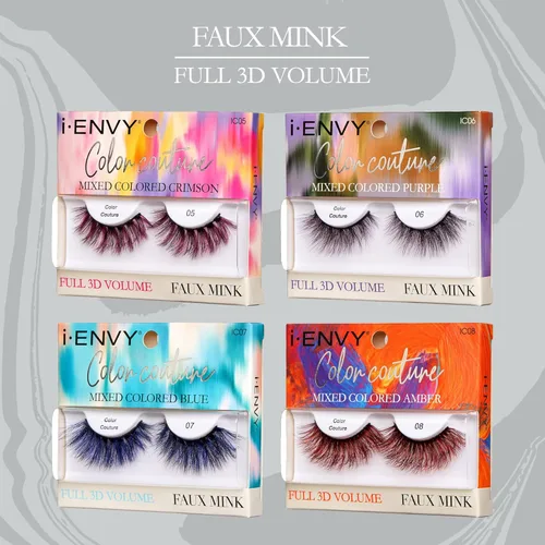 Miniatura 7 de iENVY - Pestañas postizas de imitación de visón de color, pestañas de colores mixtos, máxima esponjosidad y volumen, pestañas postizas (rosa tintado)