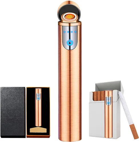 Miniatura 9 de Encendedor electrónico, encendedor recargable por USB, mini tira cilíndrica sin llama, resistente al viento, encendedor eléctrico inteligente