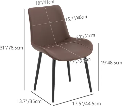 Miniatura 3 de seonyou Juego de 2 sillas de comedor tapizadas de piel sintética de mediados de siglo, cómodas sillas de comedor con marco de metal