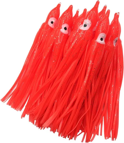 Miniatura 7 de Hoochie - Faldas de pulpo, señuelos de pesca con aparejos de pesca de plástico suave, faldas de calamar luminosas, señuelos de agua salada/cebo, 1.9