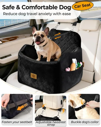 Miniatura 4 de Asiento de automóvil para perros pequeños/medianos, desmontable y lavable, asiento elevador de perro de menos de 35 libras, espuma viscoelástica