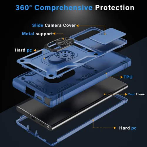 Miniatura 4 de PASNEW Funda para Samsung Galaxy Note20 Ultra, cubierta de cámara de grado militar resistente de cuerpo completo a prueba de golpes con patada