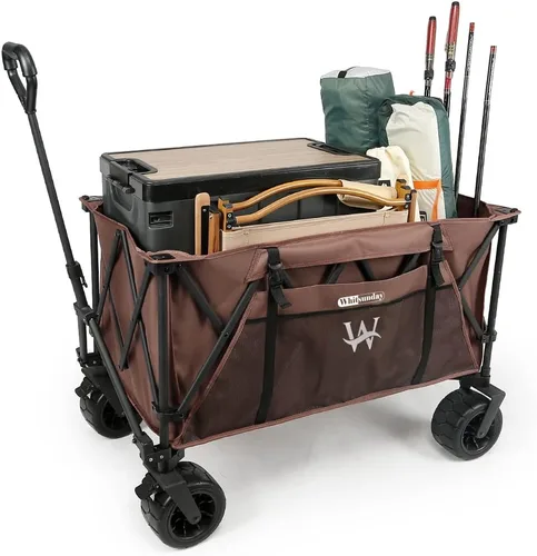Miniatura 9 de Whitsunday Carro plegable de alta resistencia, carro utilitario de carga de 380 libras con ruedas grandes todo terreno, carro plegable al aire libre