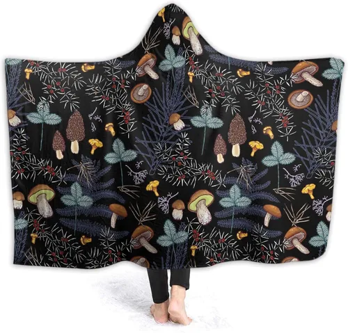 Miniatura 8 de Manta con capucha de hongos, regalos para mujeres, manta de franela de vellón suave con hongos, manta para todas las estaciones, mantas decorativas