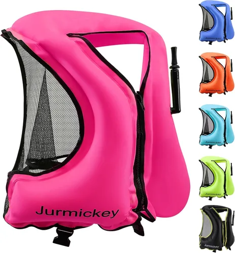Miniatura 10 de Chaleco de esnórquel para adultos, chaleco inflable de esnórquel para hombres y mujeres, chaqueta de natación portátil y chaleco de flotabilidad