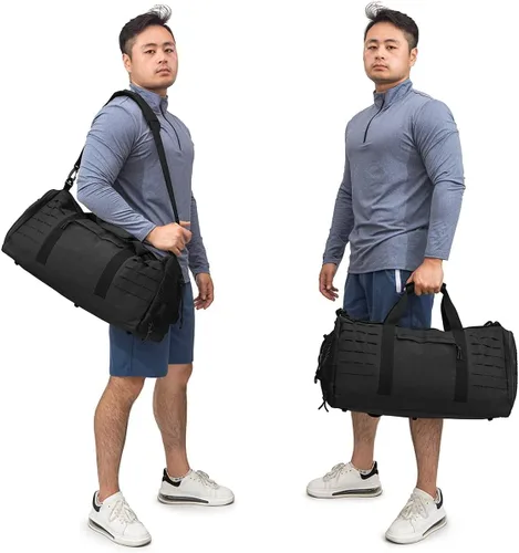 Miniatura 4 de Bolsa de lona táctica militar de 40 L, bolsa de gimnasio, bolsa deportiva de viaje, entrenamiento de fitness, lona impermeable con compartimento