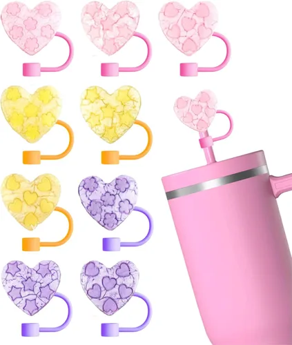 Miniatura 12 de 8 fundas reutilizables de silicona para popotes Stanley Cup de 30 y 40 onzas, accesorios de tapa de popote de 0.394 in y 0.4 pulgadas 36 Lindo