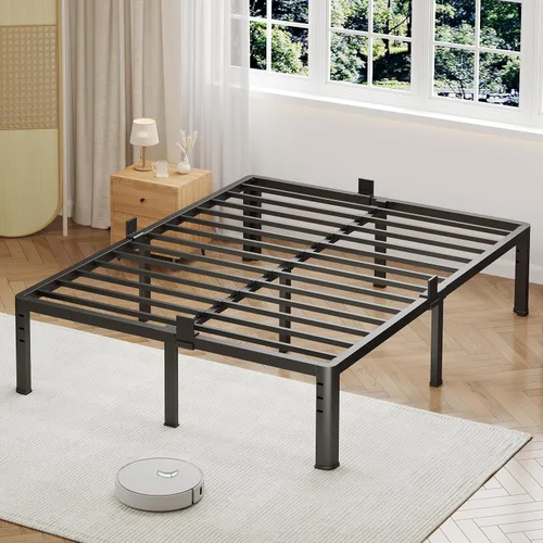 Miniatura 10 de NKZ Base de cama individual de 12 pulgadas, plataforma de metal resistente con patas de esquina redondas, soporte de listones de acero resistente