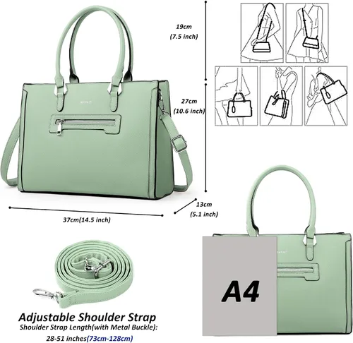 Miniatura 6 de TANTOMI Structured Satchel Purses for Women, Medium Vegan Leather Top Handle Handbag with Pockets, Classy Work Bag for Ladies
