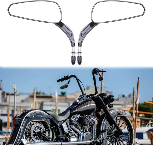 Miniatura 2 de Espejos de motocicleta para Road King, Sportster, Street Glide, Electra Glide, Dyna, Softail, Road Glide, 1982-2019 (Negro#2)