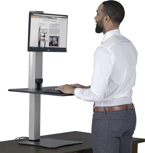 Miniatura 13 de Victor DC475 Convertidor de escritorio elevable eléctrico de triple monitor Escritorio sit-stand de tres monitores grandes Superficie de trabajo