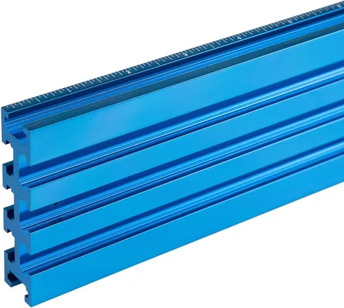 Miniatura 2 de POWERTEC 71489V Valla de aluminio con múltiples pistas en T con medida de izquierda a derecha, 3 pulgadas de alto x 24 pulgadas de largo Multi pista