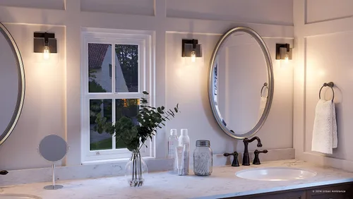 Urban Ambiance UHP2454 - Lámpara de tocador de baño moderna de lujo, tamaño pequeño: 8.38 pulgadas de alto x 7 pulgadas de ancho, con elementos de