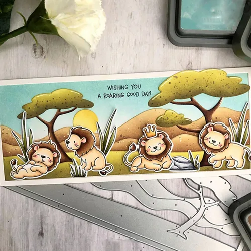Miniatura 4 de Wild Birthday Wishes - Juego de sellos y troqueles para hacer tarjetas, sellos transparentes y troqueles de corte de metal para álbumes de recortes