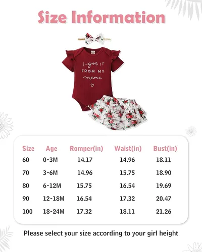 Miniatura 6 de Conjunto de ropa para bebé recién nacido conjunto de pantalones cortos florales de verano linda ropa de bebé niña