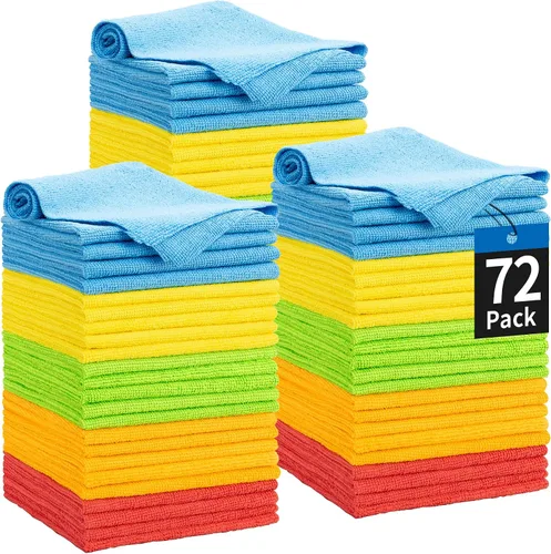 Miniatura 12 de Toallas de microfibra para automóviles, paquete de 24 paños de limpieza de microfibra, toallas de limpieza de 11.5 x 11.5 pulgadas, absorbentes a