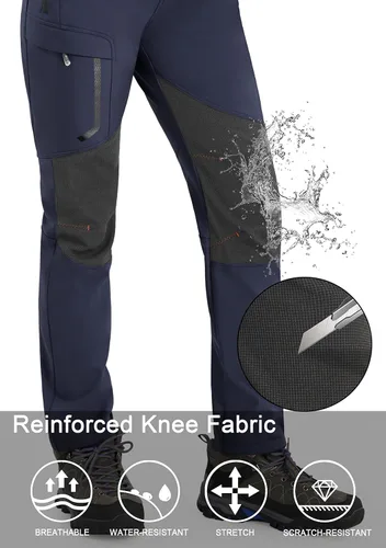 Miniatura 2 de Athrock Pantalones de senderismo impermeables con forro polar para mujer, con 4 bolsillos con cremallera