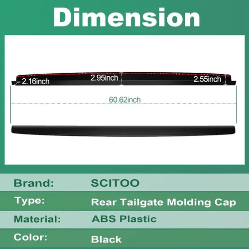 Miniatura 2 de SCITOO Tapa de Moldura de Portón Trasero de ABS Compatible con Chevrolet Silverado 1999-2007 y GMC Sierra 99-06, 1 Pieza, Moldura Superior Trasera