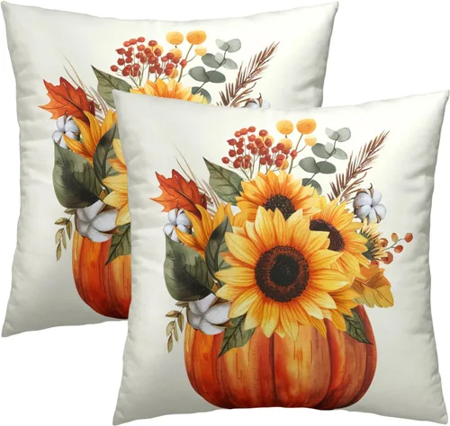 Miniatura 31 de Juego de 2 fundas de cojín decorativas con bandera americana y flores de amapola roja y azul, 16 x 16 pulgadas, fundas cuadradas para sofá, sillón