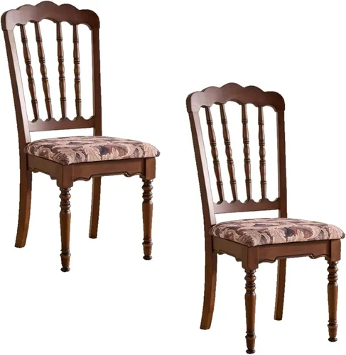Miniatura 20 de Wooden Dining Chairs Set of 4 Upholstered Kitchen Chair with Slatted Backrest, Classic Armless Dining Chair for Restaurants/Kitchens(Leather Cushion