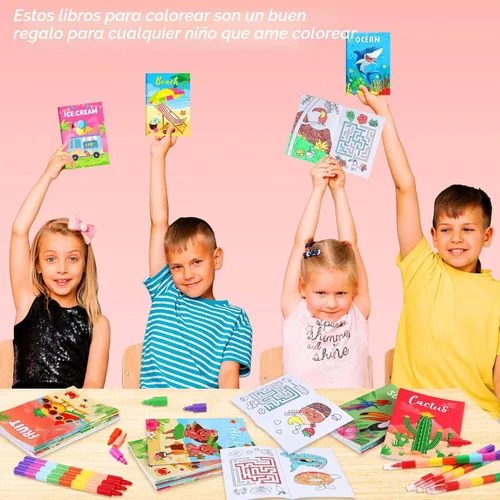 Miniatura 6 de BenLouis 24 piezas de libros para colorear mini de verano para niños, pequeños libros de actividades de fiesta de piscina y playa, suministros