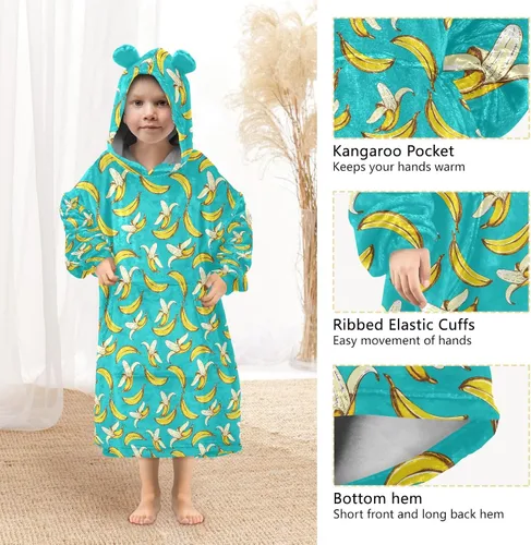 Miniatura 3 de Mantas portátiles para niños, sudadera con capucha tipo manta de gran tamaño, suave y cálida, regalos para niños, niñas y adolescentes de 3 a 14