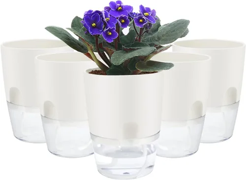 Miniatura 8 de ShineMe Macetas de Riego Automático, Macetas de 4.1 Pulgadas de Riego Automático para Plantas de Interior, Juego de 6 Macetas de Plástico