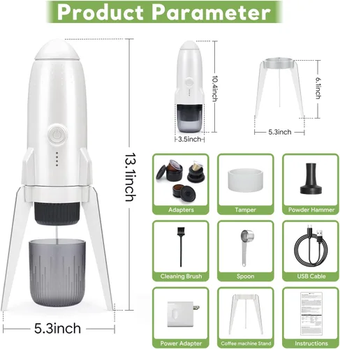 Miniatura 7 de Máquina de café espresso portátil 3 en 1 sobre la marcha, cafetera eléctrica de autocalentamiento, mini cafetera de mochilero compatible