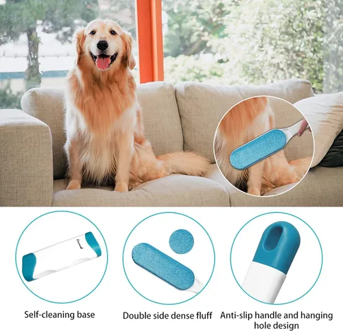 Miniatura 3 de Paquete de 2 cepillos para quitar pelusas de muebles, doble cara autolimpiante suelto para mascotas, limpiador de pelo para ropa, sofá, alfombra