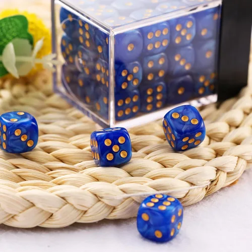 Miniatura 6 de 36 piezas de paquete de dados de 12 mm de 6 caras MINI, juego de dados de patrón de perla, dados estándar de 6 caras para Yahtzee, Bunco o enseñanza