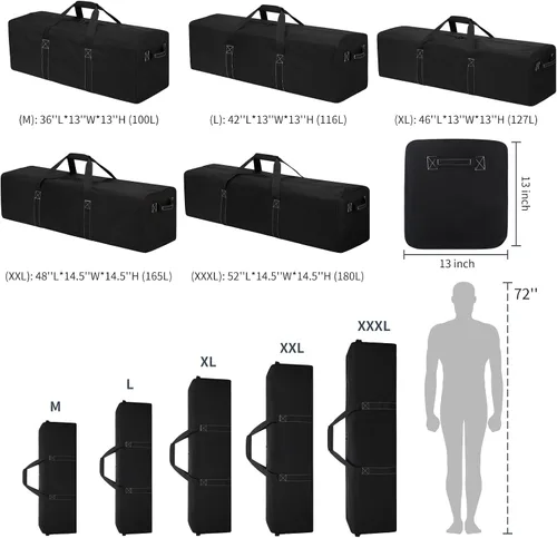 Miniatura 5 de Bolsa de lona grande de 36 pulgadas para viajes, bolsa de lona extra grande resistente de 100 litros con 2 asas laterales, bolsa de almacenamiento
