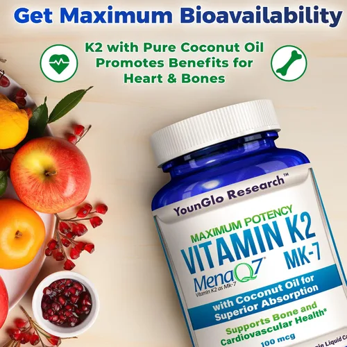 Miniatura 5 de Vitamina K2 MK7 (MenaQ7) 100 mcg con aceite de coco para una absorción superior, suplemento de salud dietética, 120 cápsulas líquidas veganas